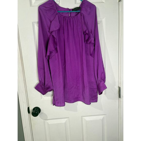 Eloquii Purple Blouse Size 18 Long Sleeve - Picture 1 of 3